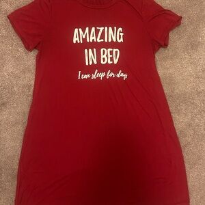 Long Red Funny Graphic Sleep Shirt